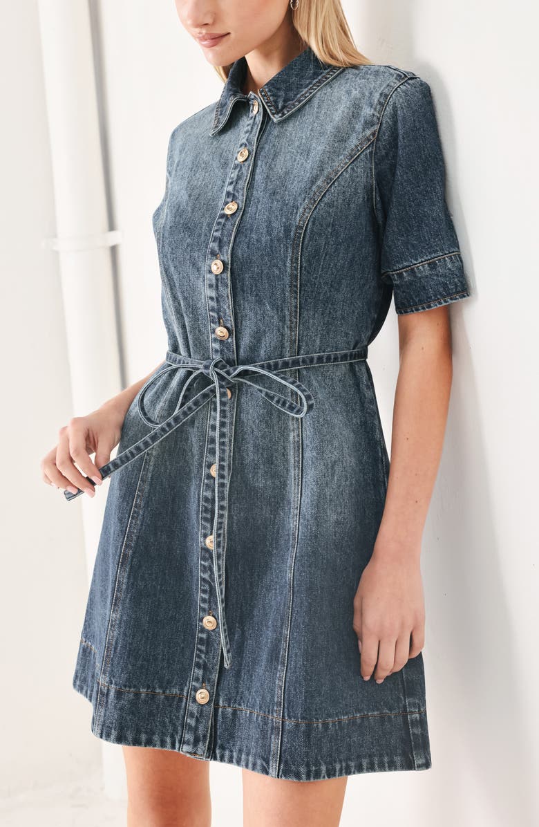 FREEMARKET Short Sleeve Denim Minidress, Alternate, color, Indigo
