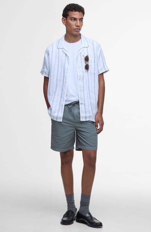 Shop Barbour Garnock Stripe Cotton & Linen Camp Shirt In White