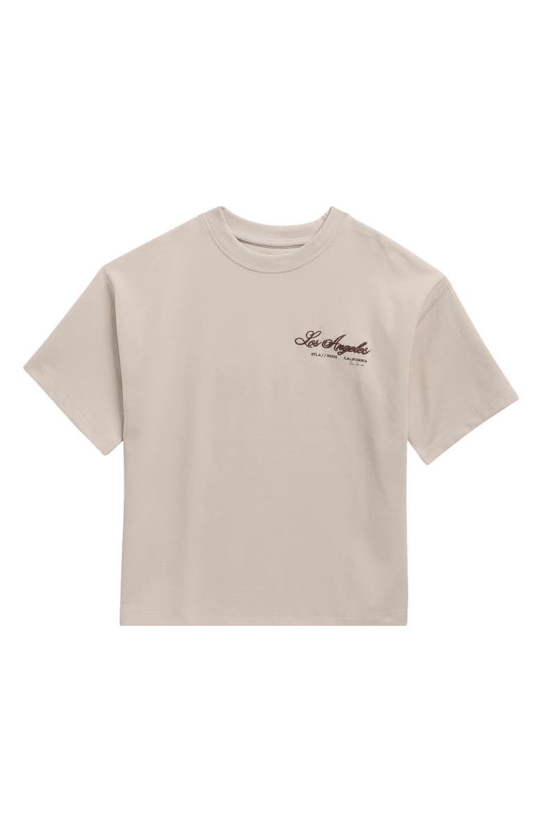 DENIM AND FLOWER Kids' Los Angeles Embroidered T-Shirt, Main, color, Stone