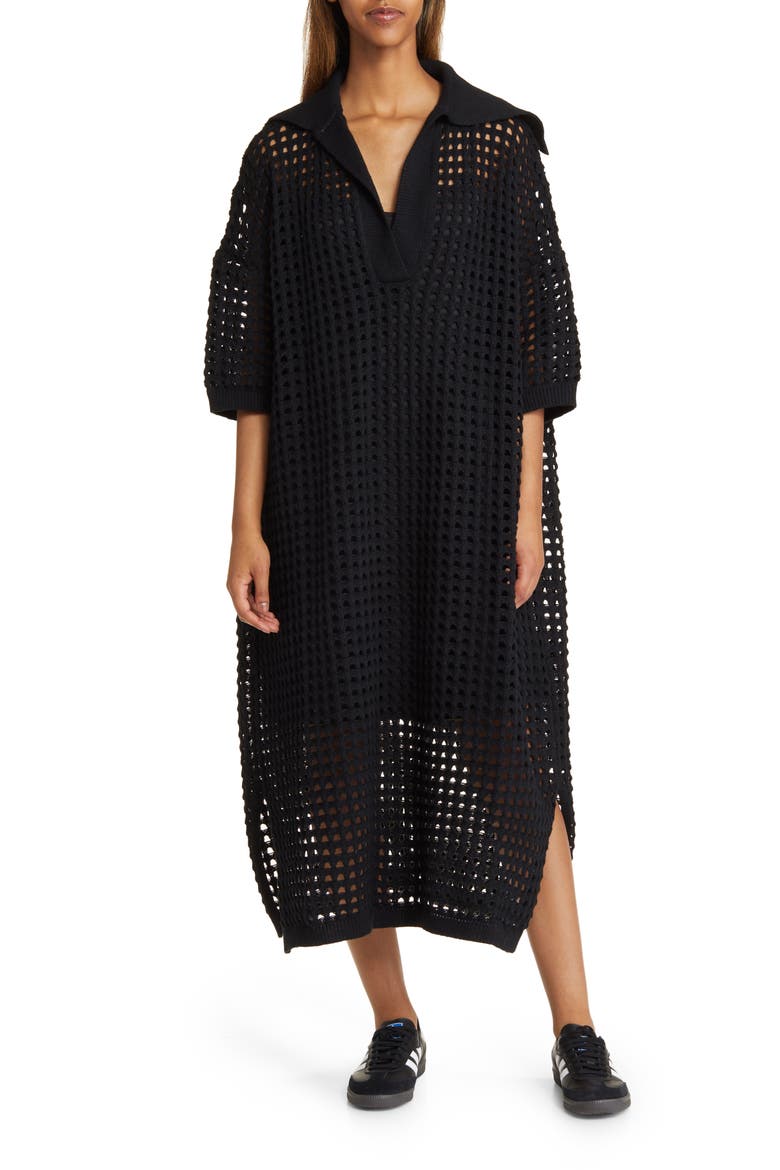 Be Bold Oversize Knit Dress, Main, color, BLACK