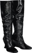 Balmain Wedge Boots in Crinkled Patent Leather