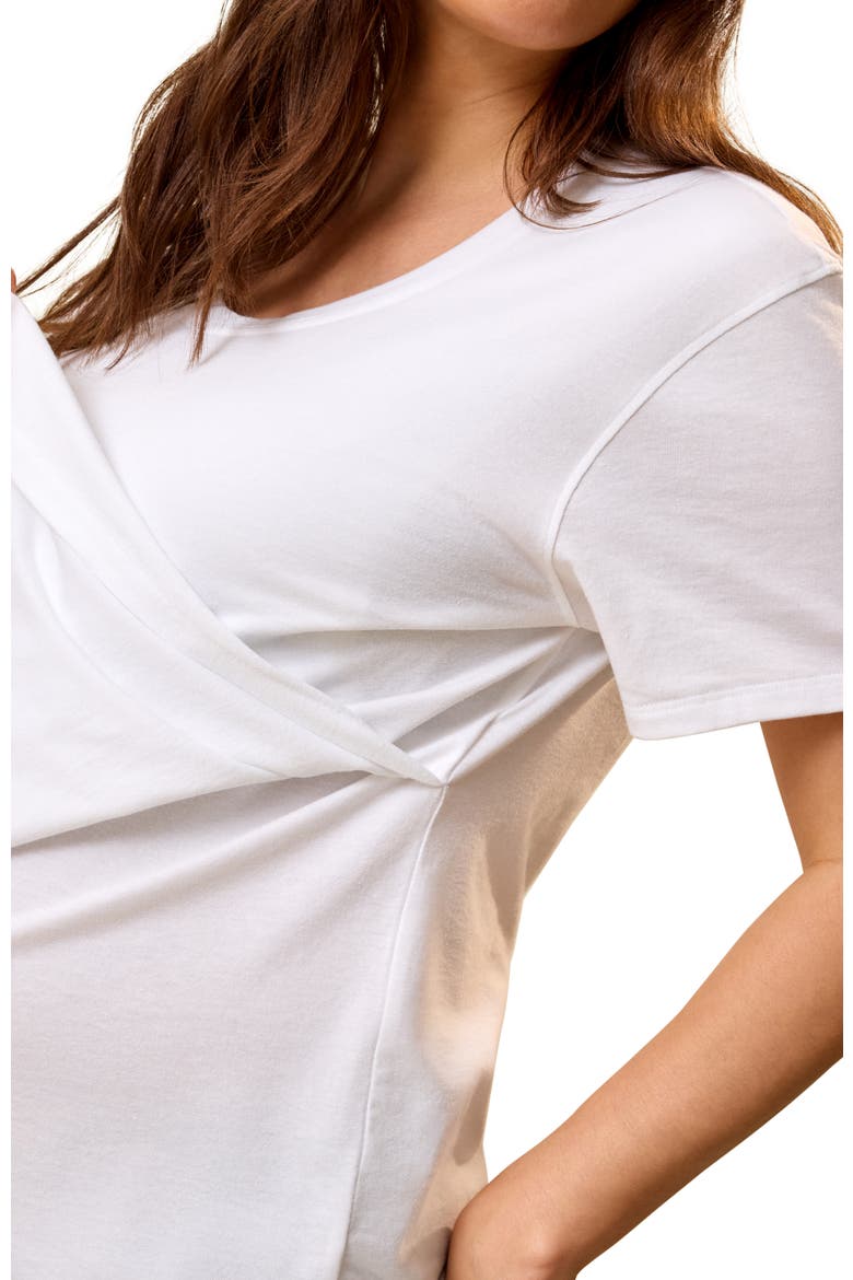 Relaxed Cotton Scoop Neck Maternity & Nursing Tee, Alternate, color, White