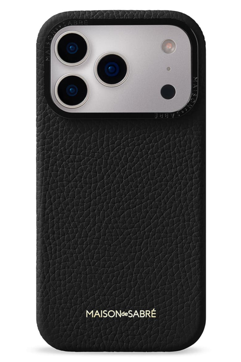 Leather Phone Case iPhone 17 Pro, Main, color, Black Caviar