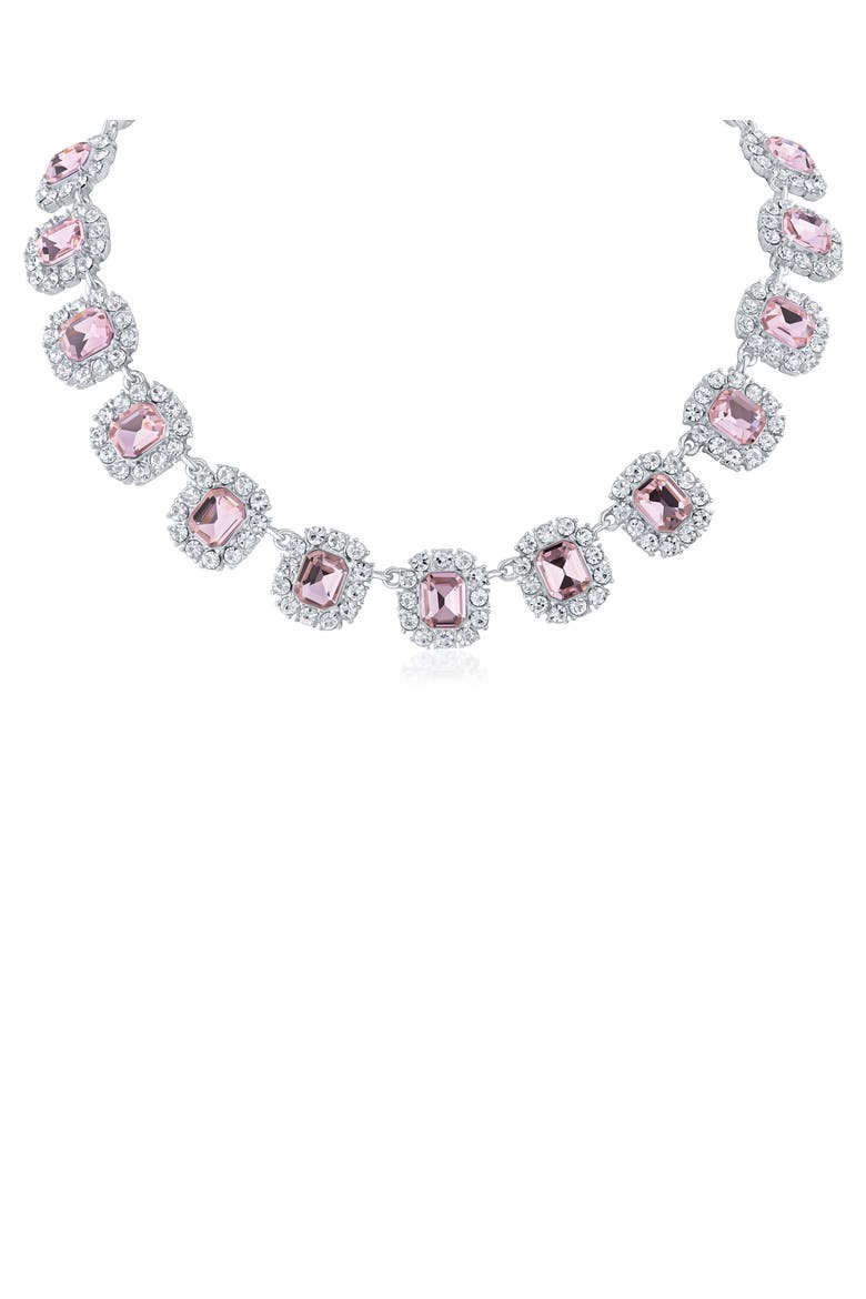 Halo Crystal Pavé Statement Necklace, Main, color, PINK/ CLEAR SILVER