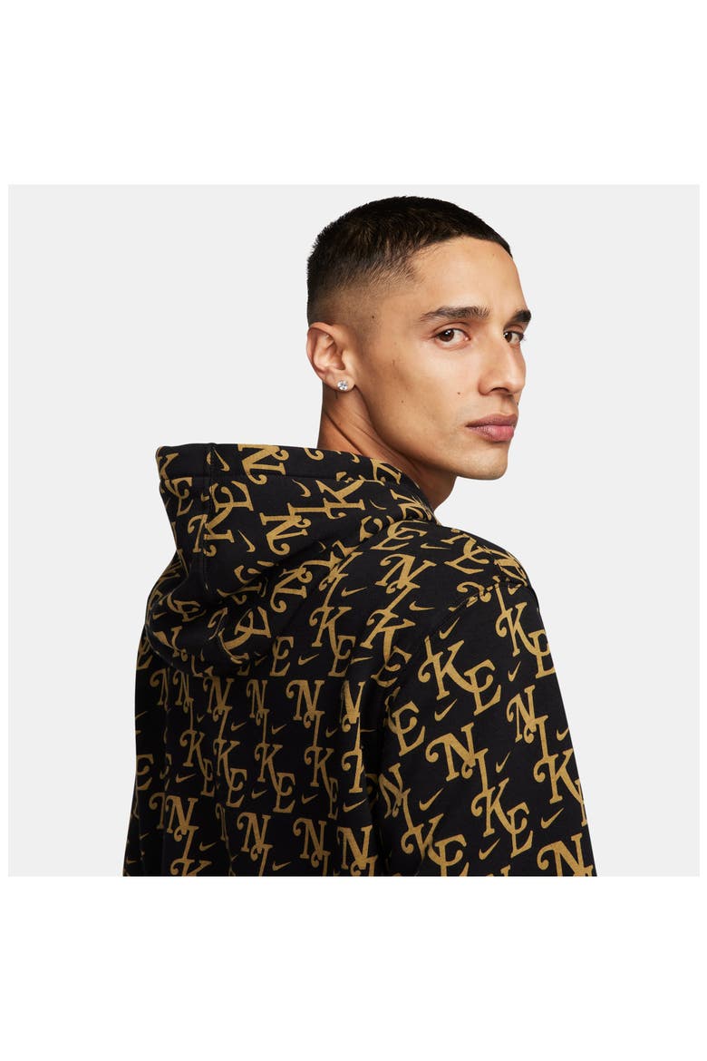 Monogram Club Brushed Fleece Hoodie, Alternate, color, BLACK