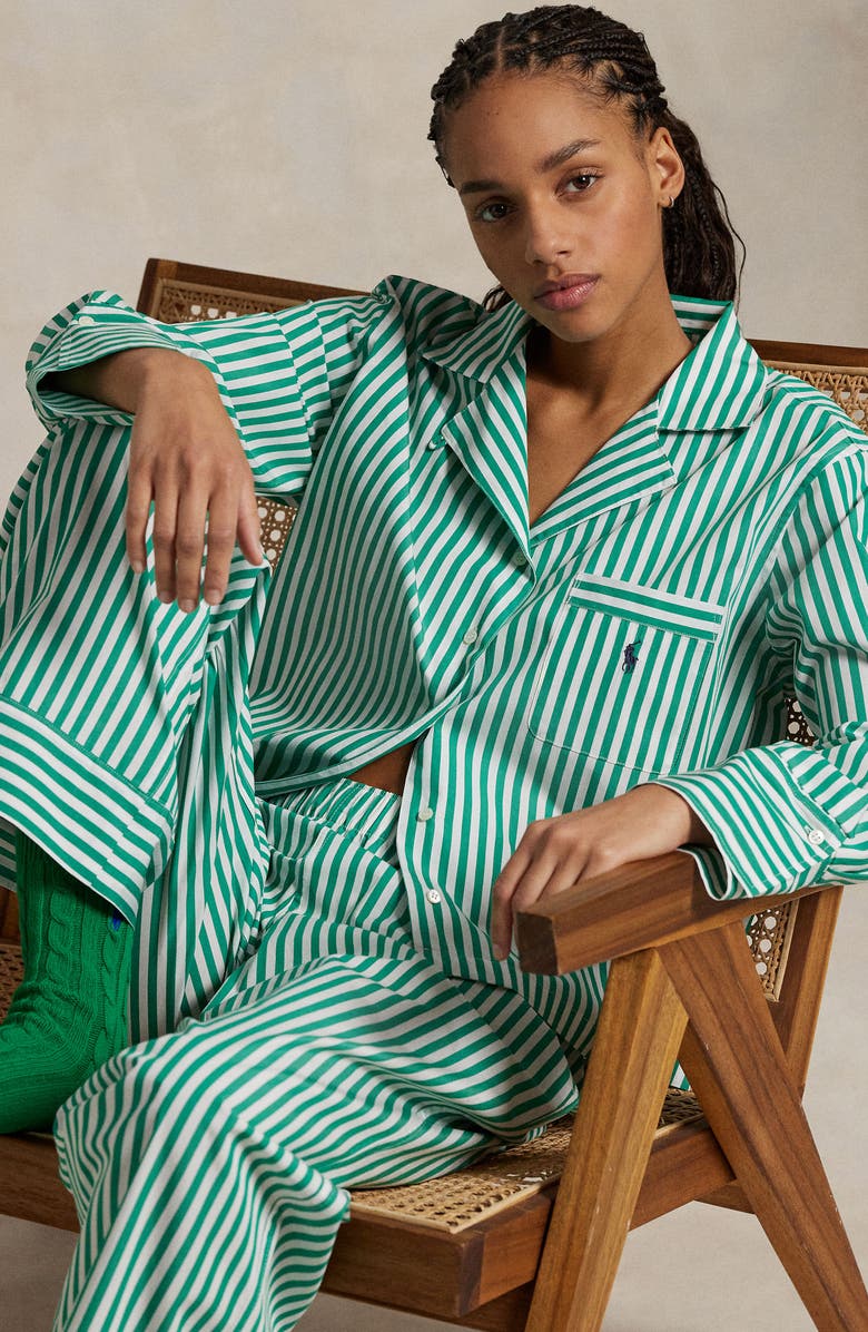 Polo Ralph Lauren Cotton Poplin Pajamas, Alternate, color, Vine Green