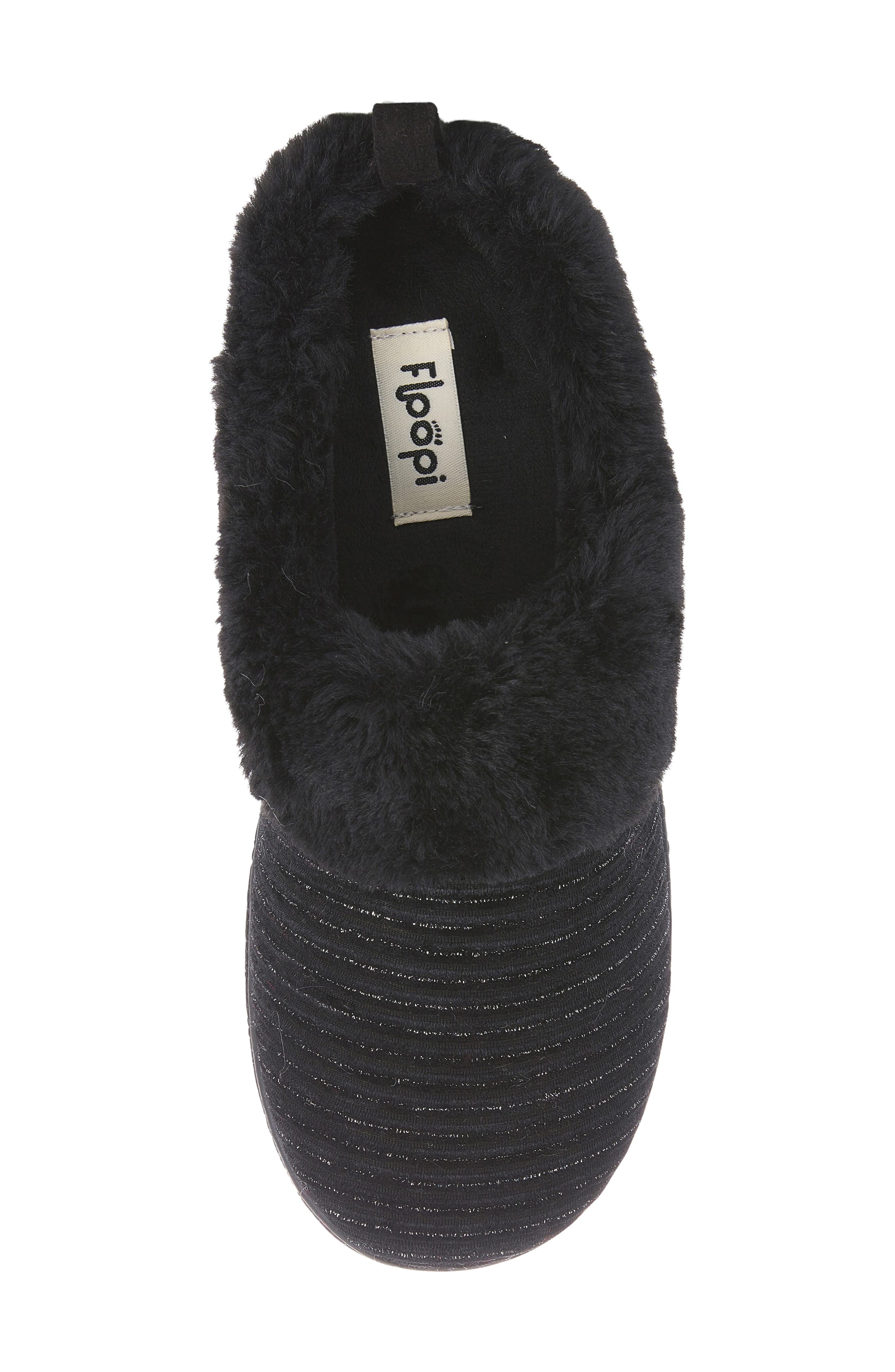 FLOOPI Faux Fur Trim Velour Clog Slipper, Alternate, color, 