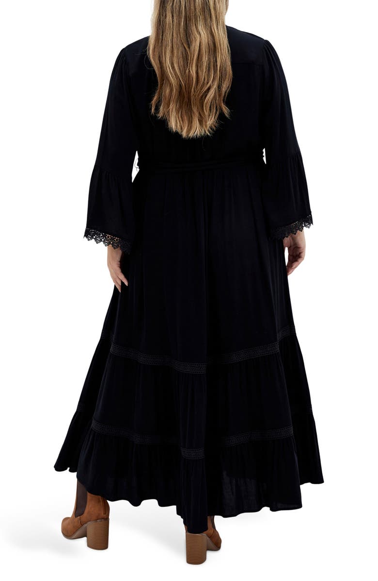 City Chic Camille Long Sleeve Maxi Dress, Alternate, color, Black