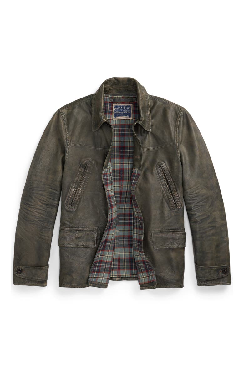 Indigo Leather Car Coat (Men) | Nordstrom