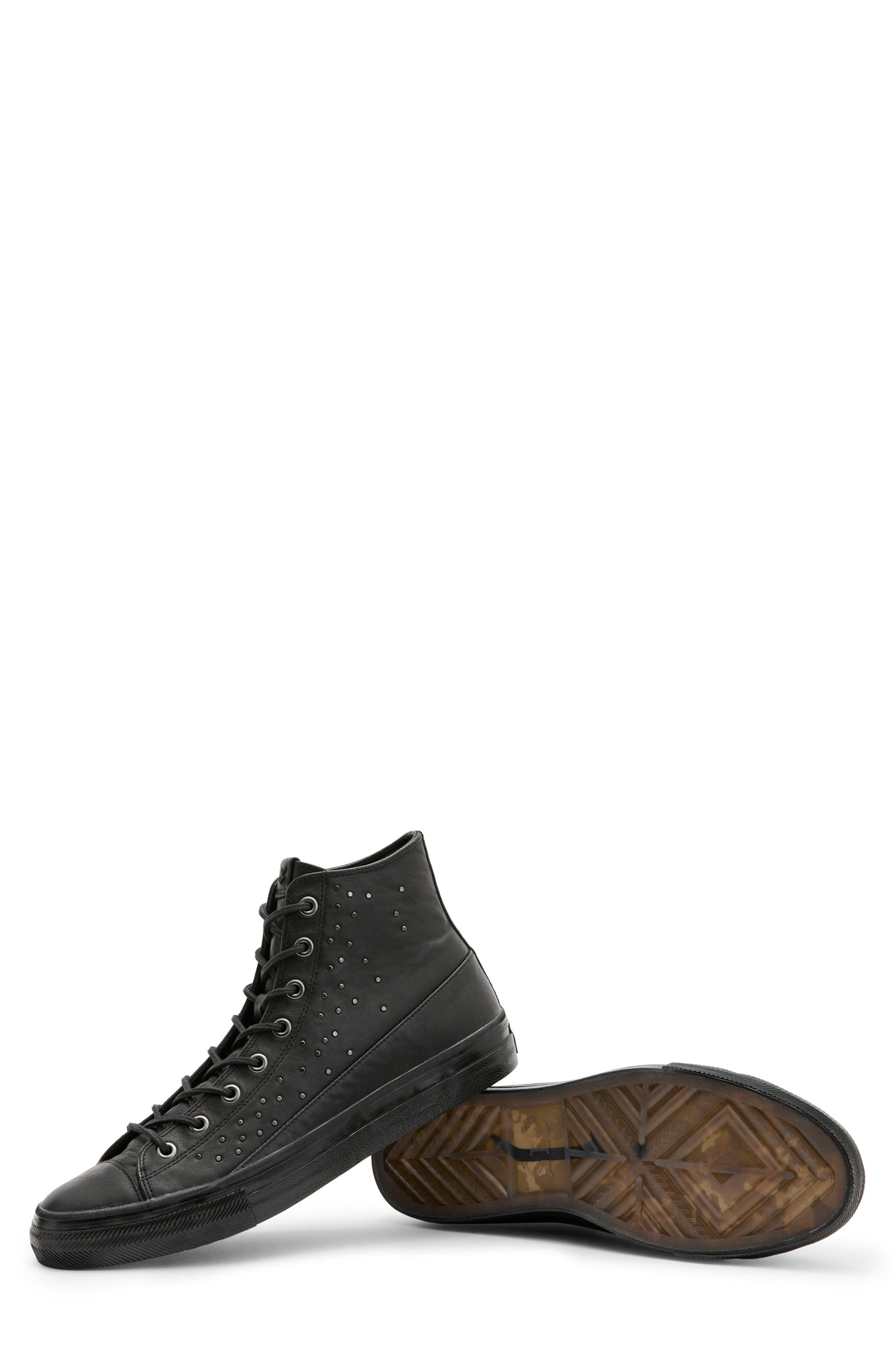 John Varvatos 315 Vulcanized Studded High Top Sneaker, Alternate, color, Black