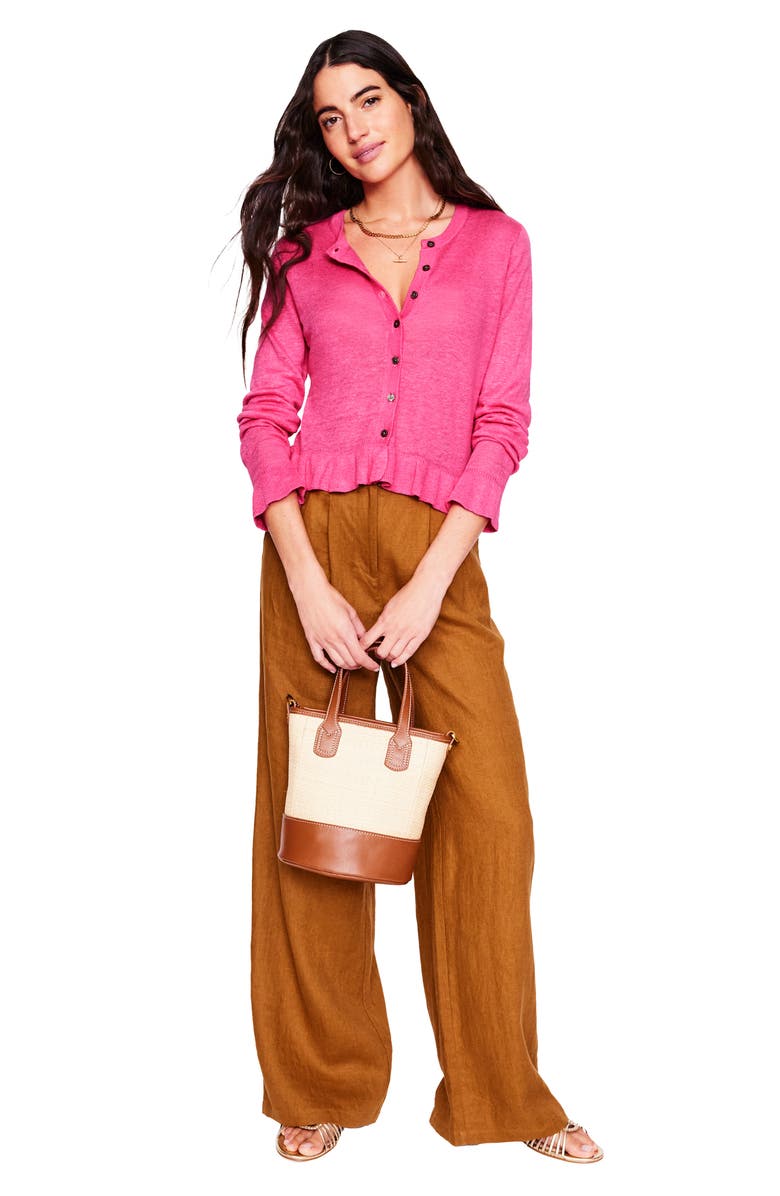 Boden Josie Ruffle Edge Linen Cardigan, Alternate, color, 