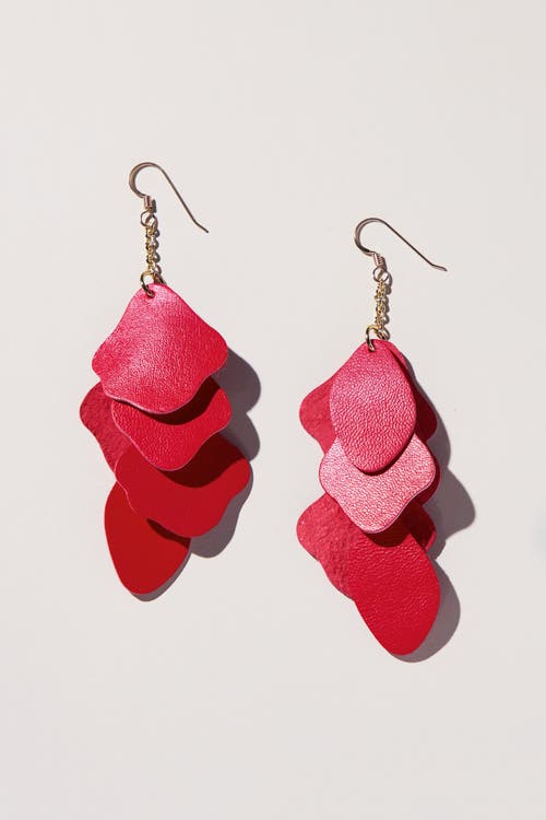 Nickel & Suede Florence Earrings In Pomegranate/gold Metal