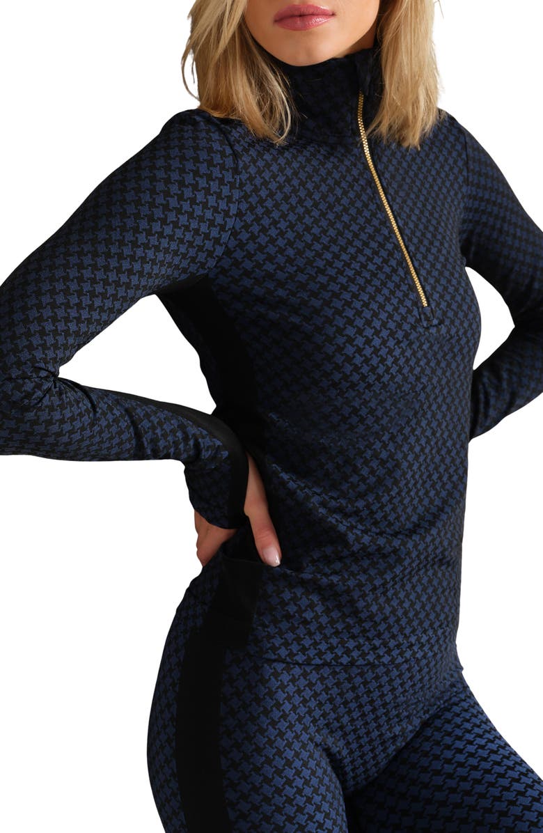 Rhone Houndstooth Seamless Half-Zip Pullover, Alternate, color, Navy Blue Hounds