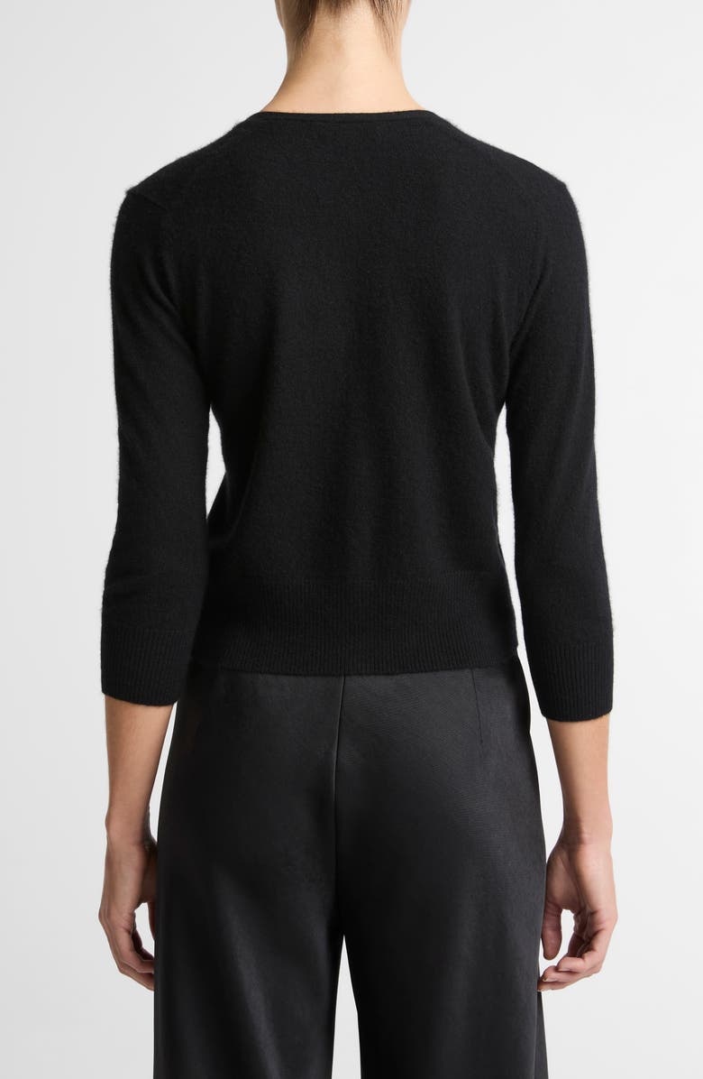 Vince Elbow Sleeve V-Neck Cashmere & Silk Cardigan, Alternate, color, Black