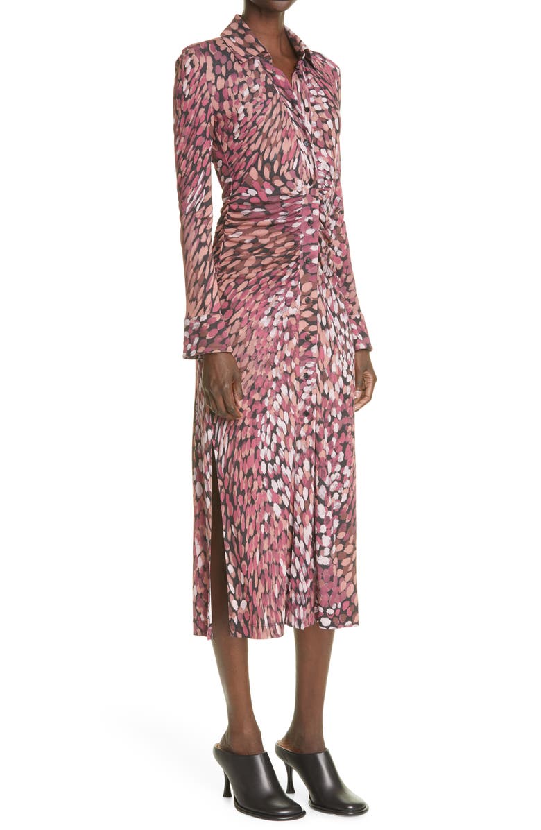 Altuzarra Claudia Dot Print Button Front Midi Dress, Alternate, color,