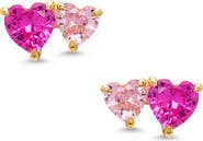 Lily Nily Kids' Double Hearts Cubic Zirconia Stud Earrings