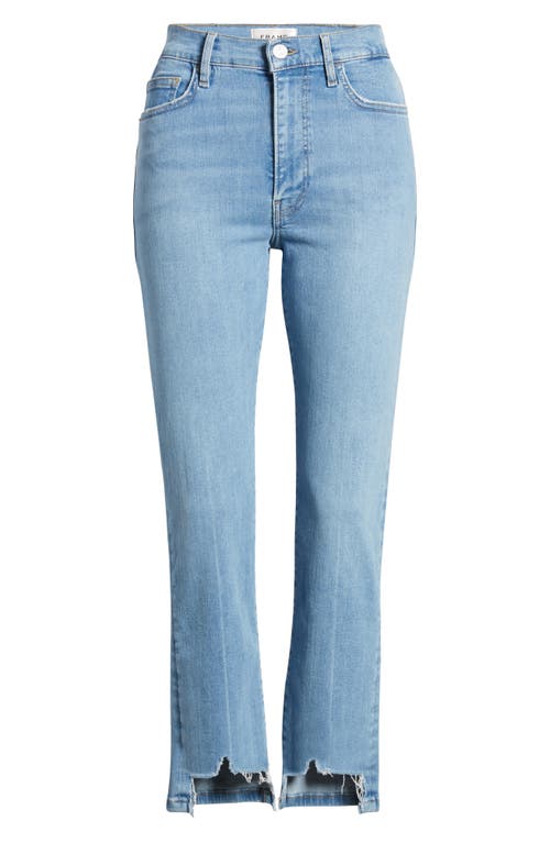Frame Le High Raw Step Hem Straight Leg Jeans In Clearwater Modern Chew