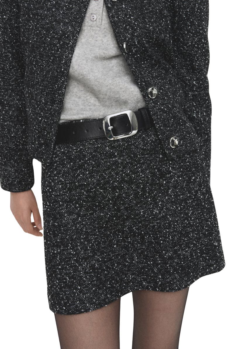 MANGO Fleck Knit Skirt, Main, color, Black