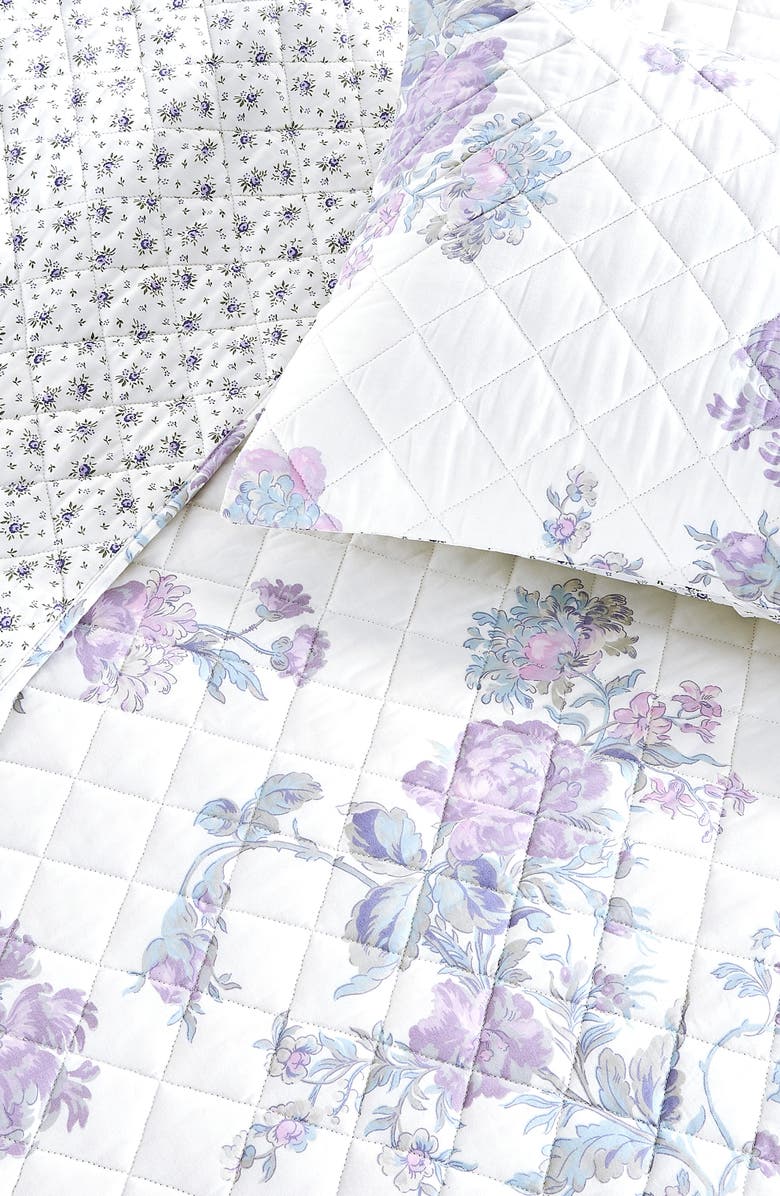 MELANGE HOME Rose Percale Cotton Quilt & Shams Set, Alternate, color, Violet