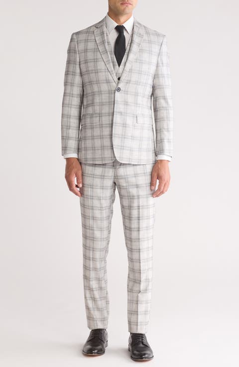 Slim Fit 3-Piece Tailored Check Suit