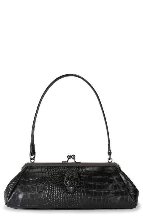 Kensington Croc Embossed Leather Frame Bag