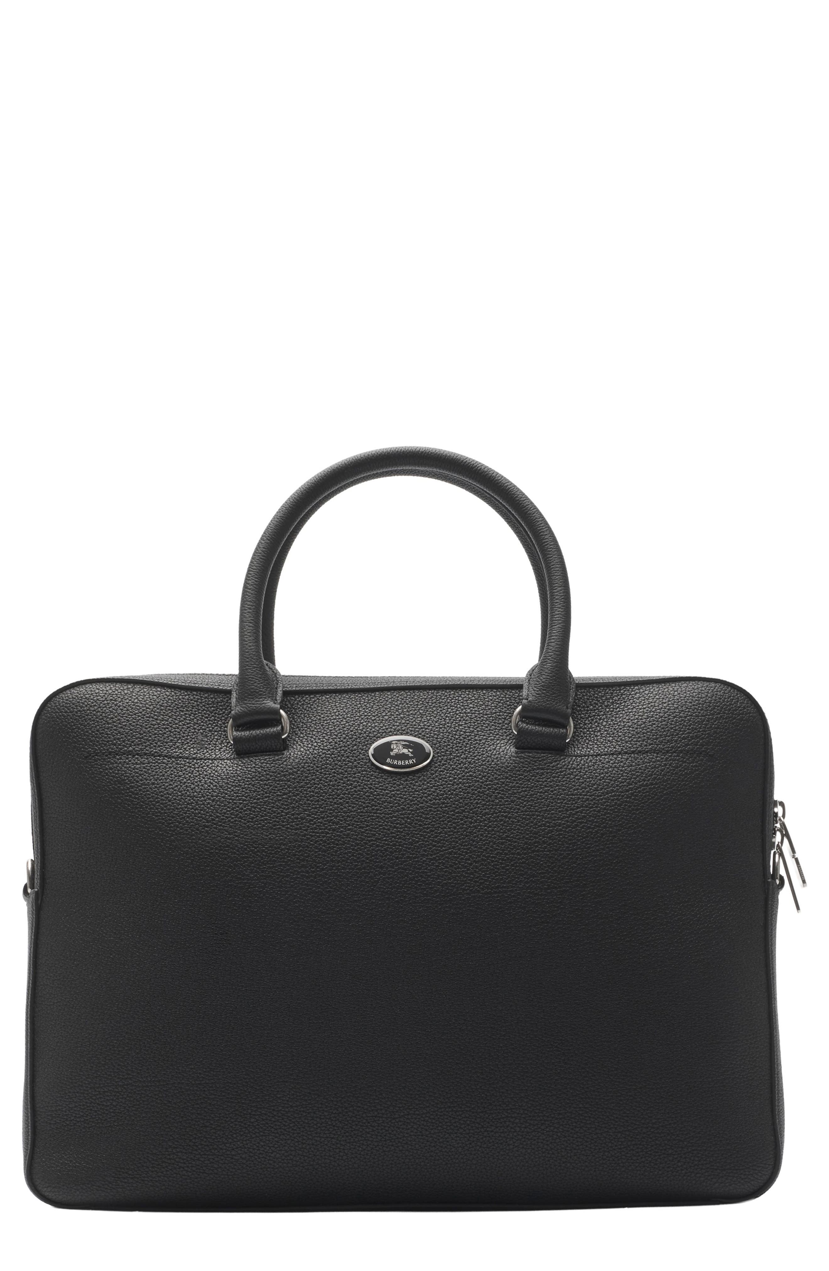 Cotswold Leather Briefcase, Main, color, BLACK