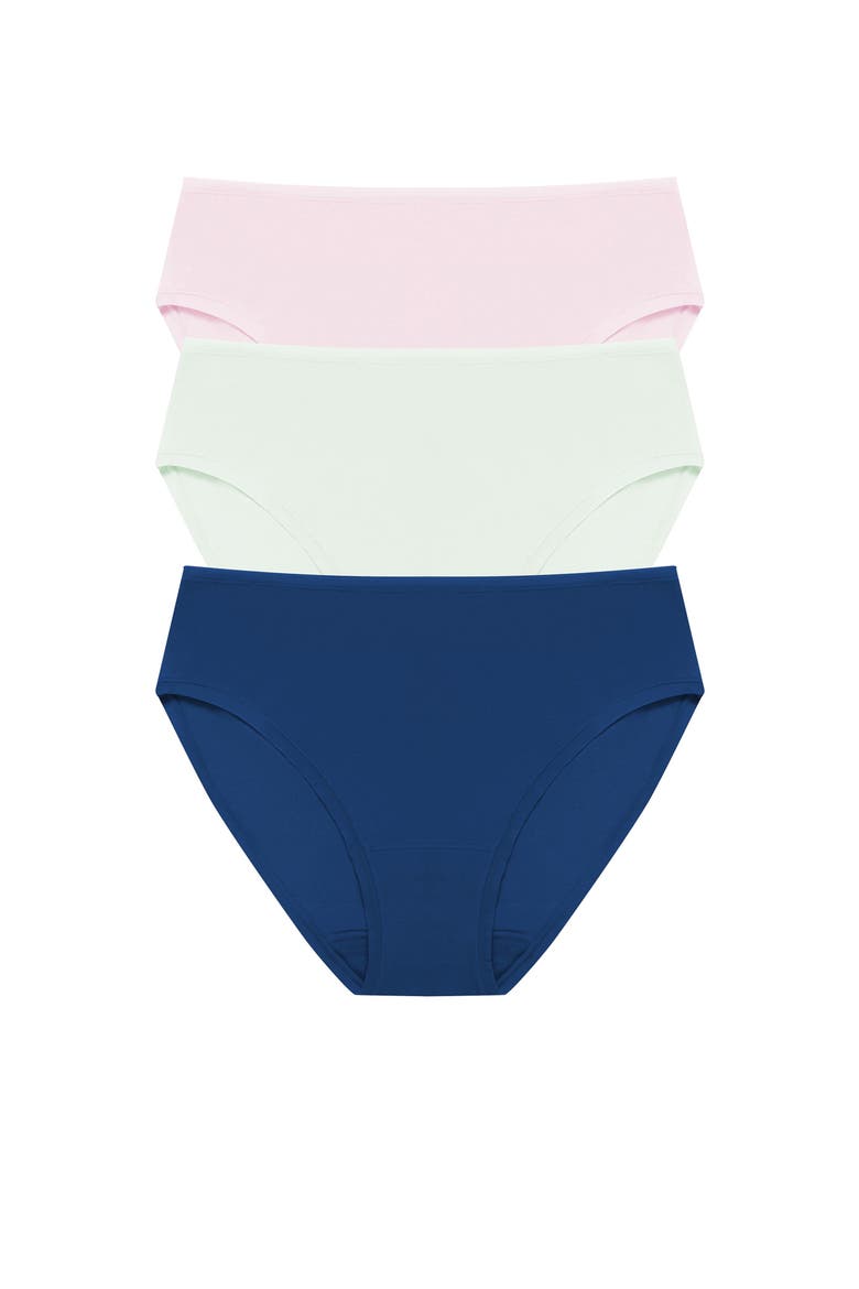 Bliss Bare Cotton Hipster 3-Pack, Main, color, Msty Orchid/Iced Mnt/Dk Cobalt
