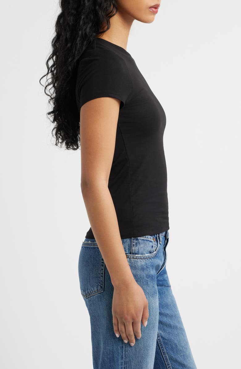 Topshop Strech Cotton Cap Sleeve T-Shirt, Alternate, color, Black