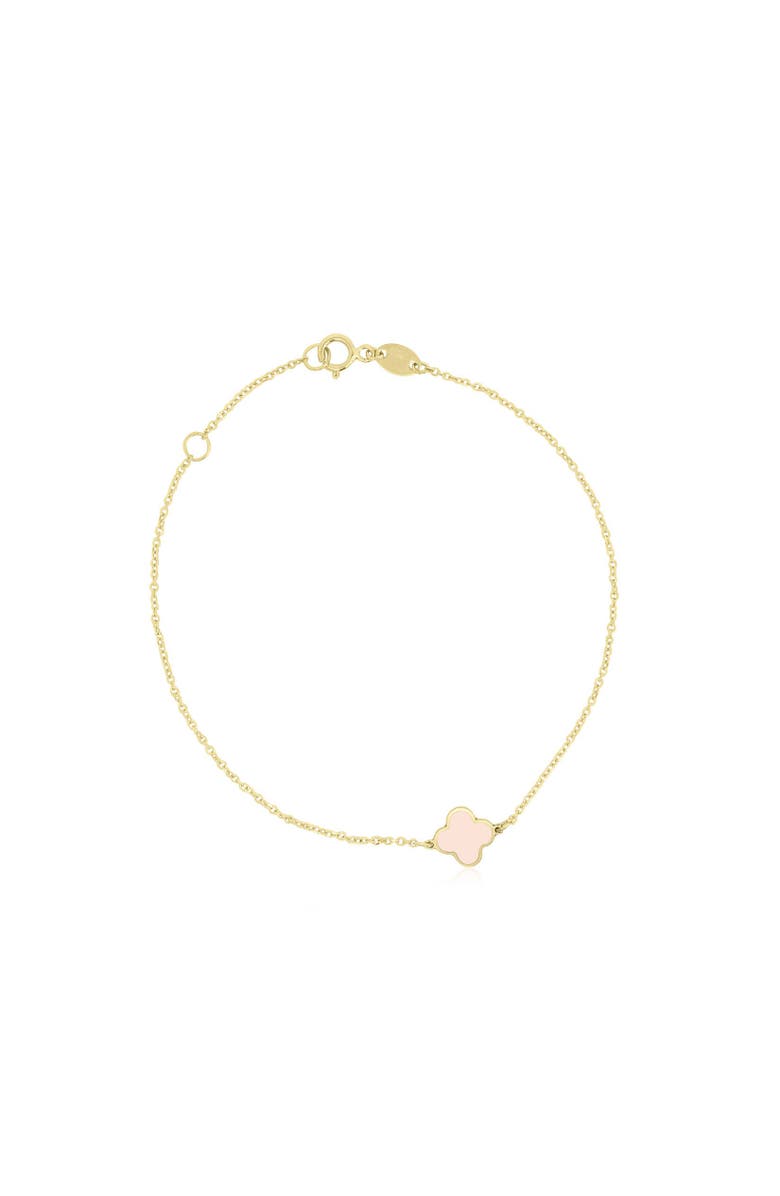 The Lovery Fine Jewelry Mini Pink Pearl Single Clover Bracelet, Main, color, Pink Pearl