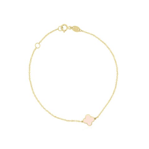 Mini Pink Pearl Single Clover Bracelet