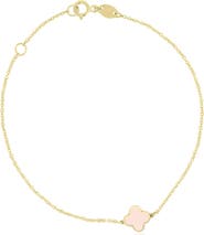 The Lovery Fine Jewelry Mini Pink Pearl Single Clover Bracelet