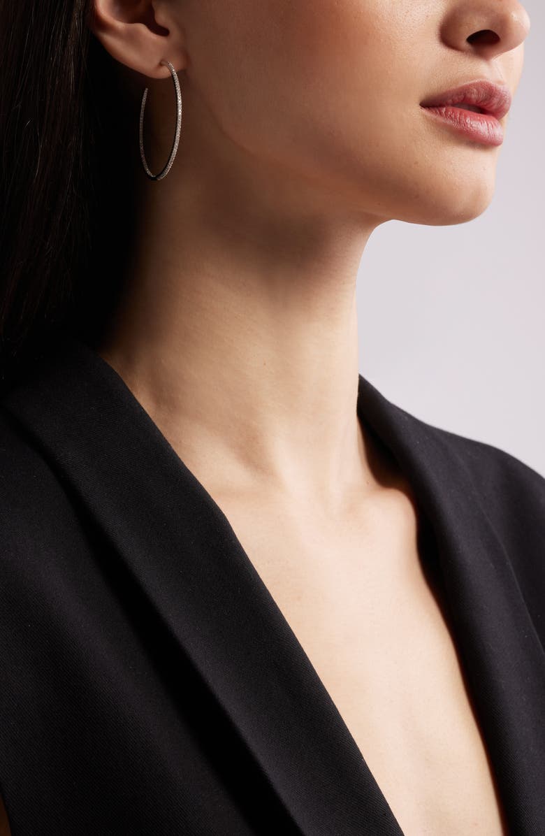 Nordstrom Pavé Cubic Zirconia Hoop Earrings, Alternate, color, Clear- Silver