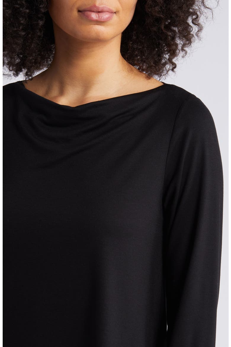 Long Sleeve Cowl Neck Top, Alternate, color, BLACK