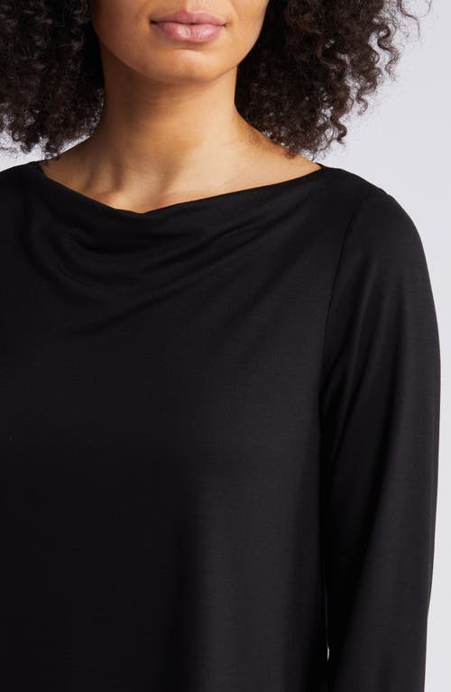 Eileen Fisher Long Sleeve Cowl Neck Top In Black
