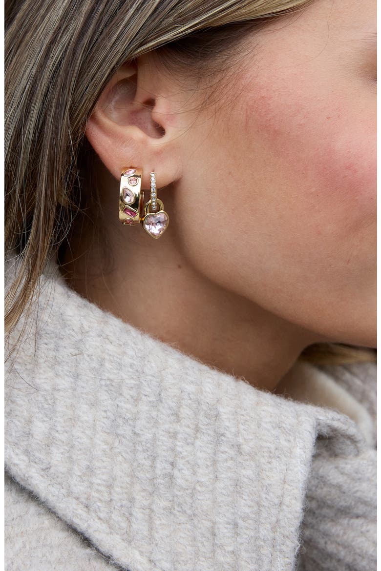 Julia Set of 2 Hoop Earrings, Alternate, color, PINK