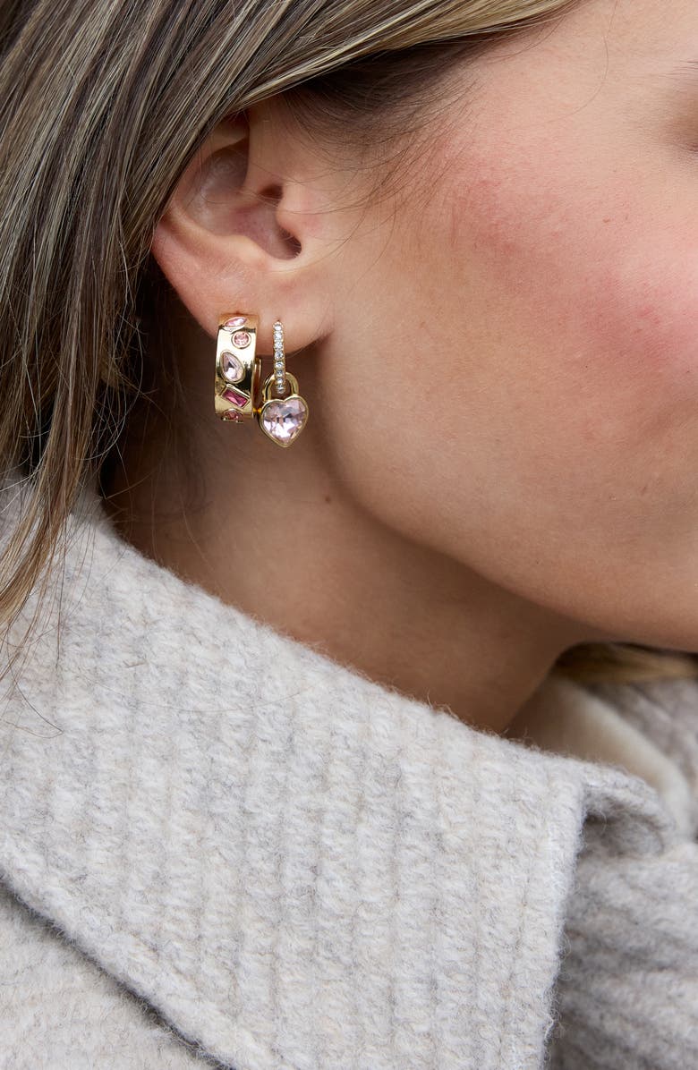 BaubleBar Julia Set of 2 Hoop Earrings, Alternate, color, Pink