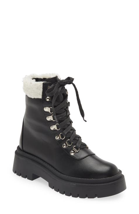 Women s Faux Fur Combat Boots Nordstrom