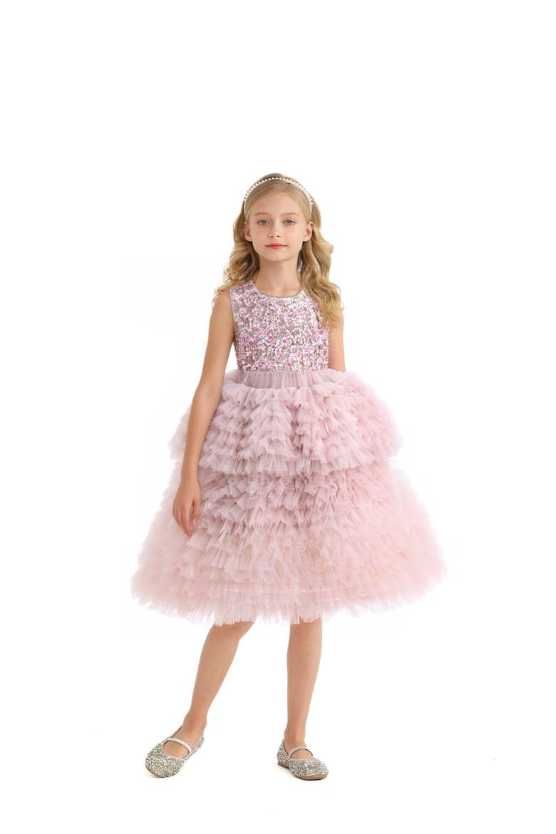 Sparkle Tiered Tulle Dress, Alternate, color, Pink