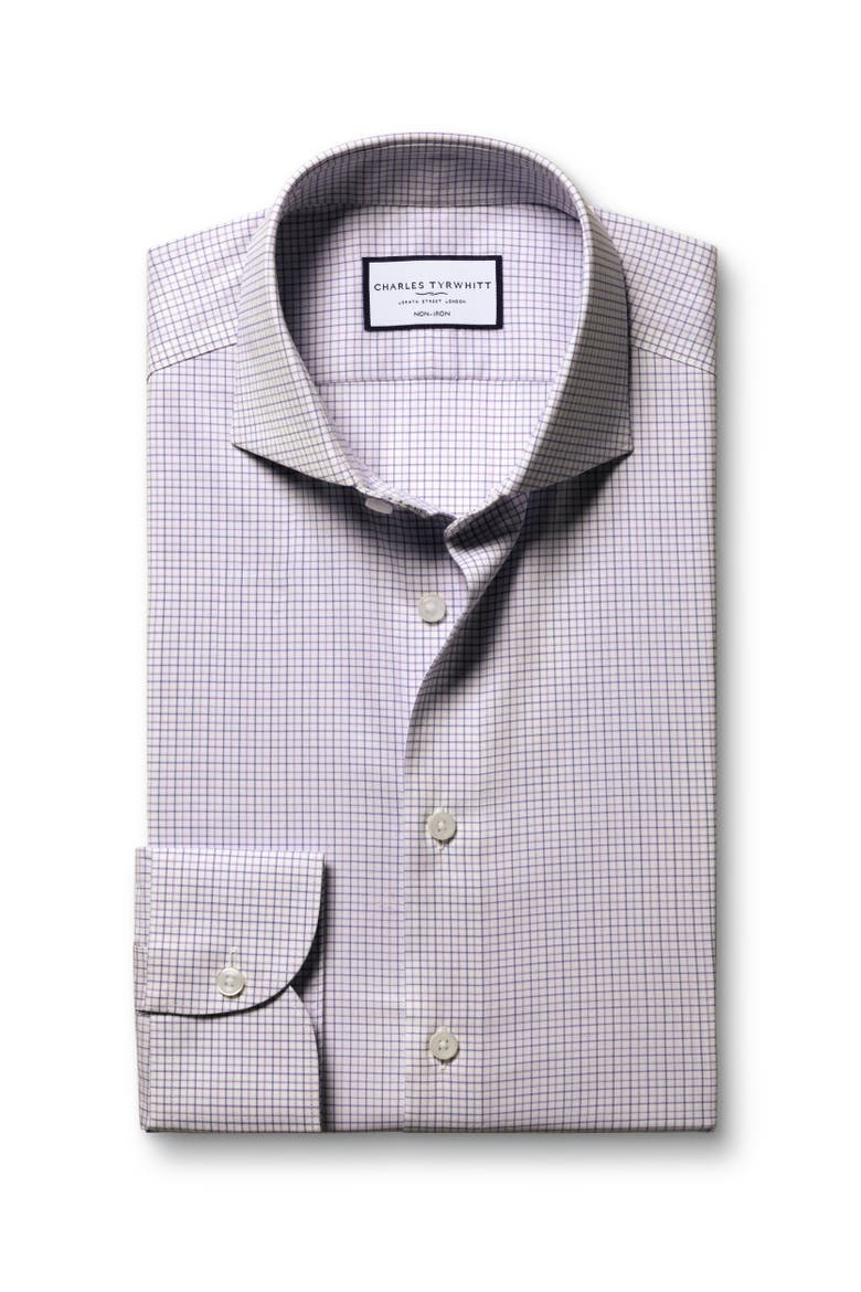 Non-iron Performance Check Slim Fit Shirt, Alternate, color, Lilac Purple