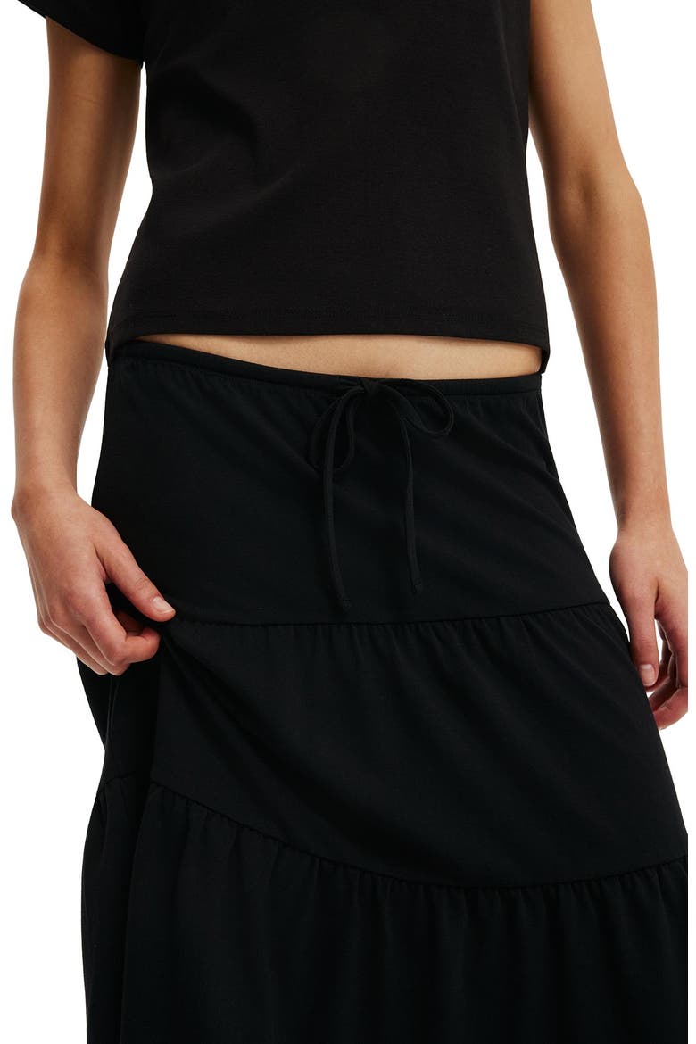 Women's Maple Tiered Midi Skirt, Alternate, color, Black