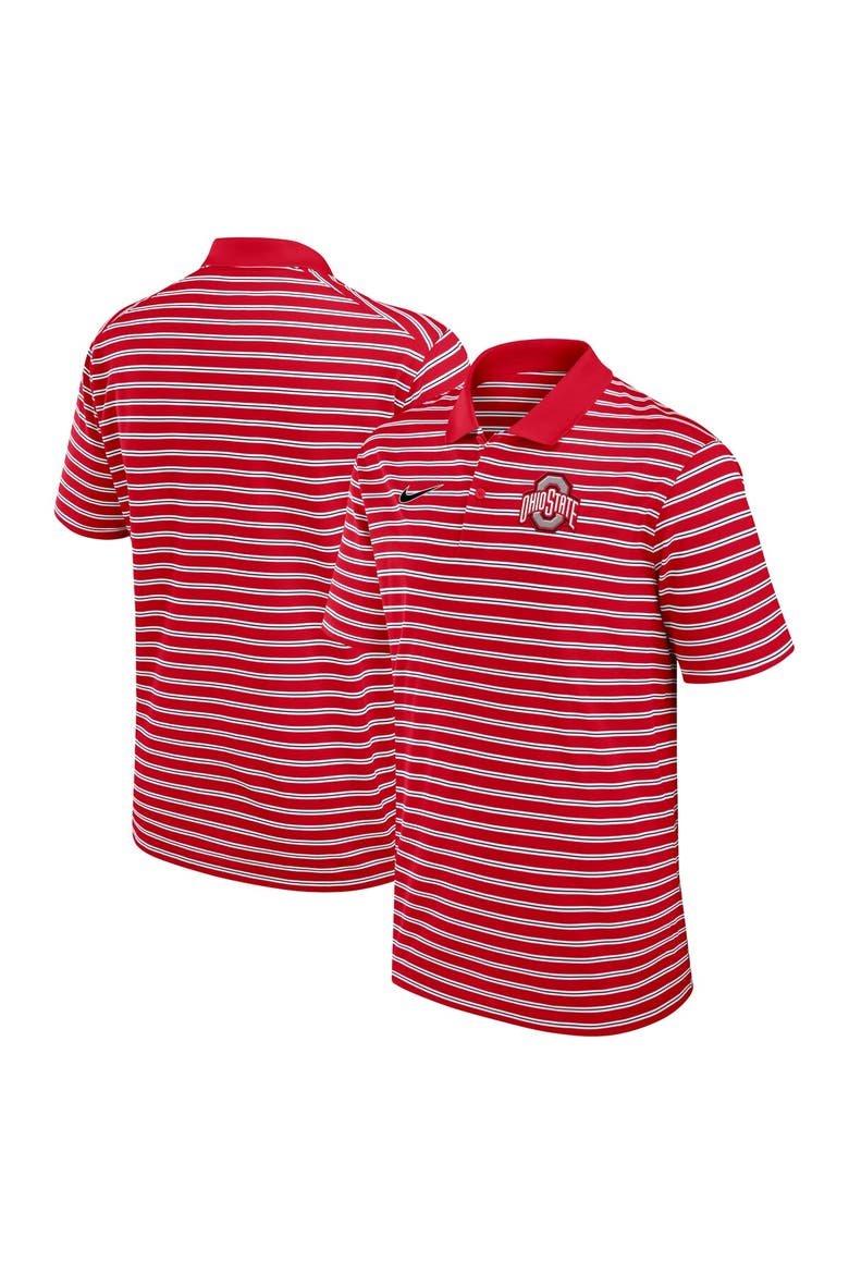 Men's Nike Scarlet/White Ohio State Buckeyes Primetime Victory Striped Performance Polo, Alternate, color, Scarlet