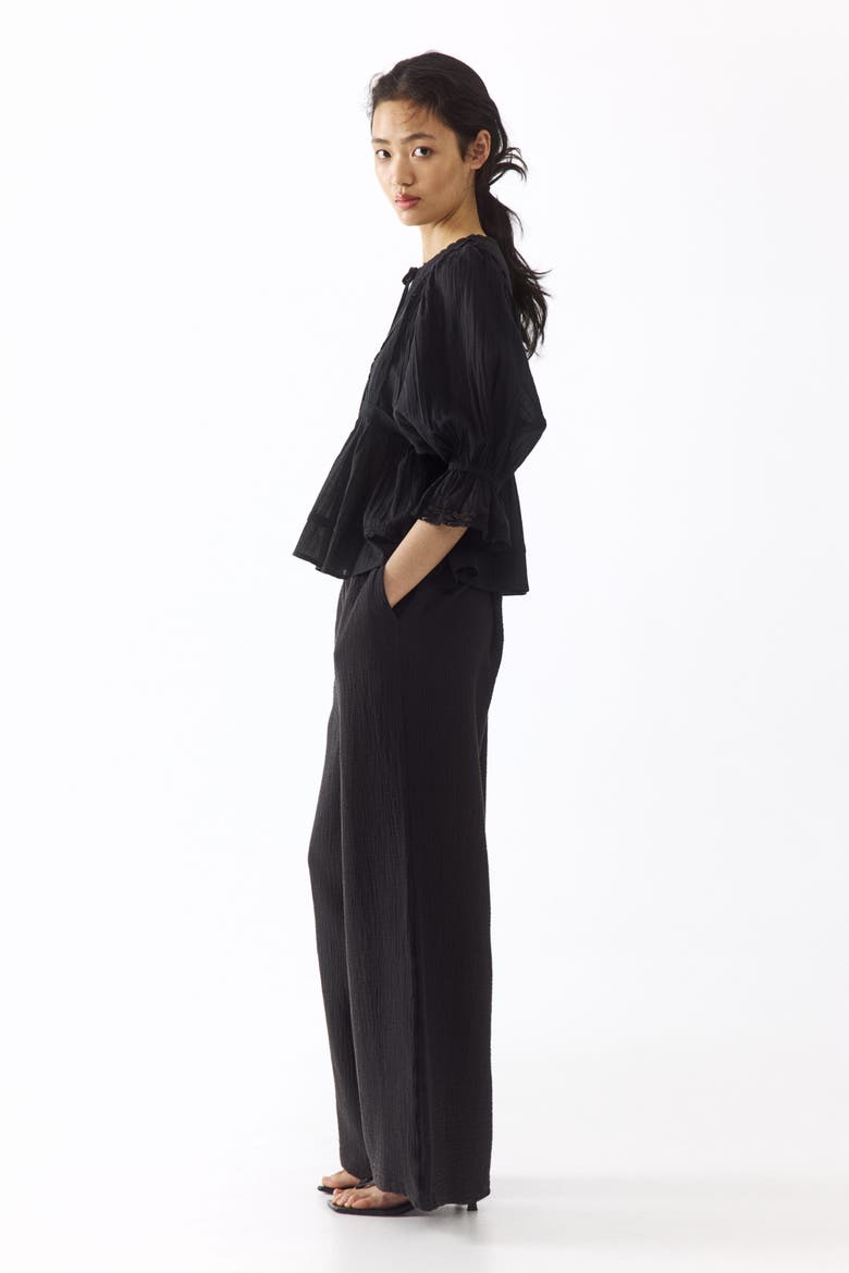 Straight Muslin Trousers, Alternate, color, Nearly black