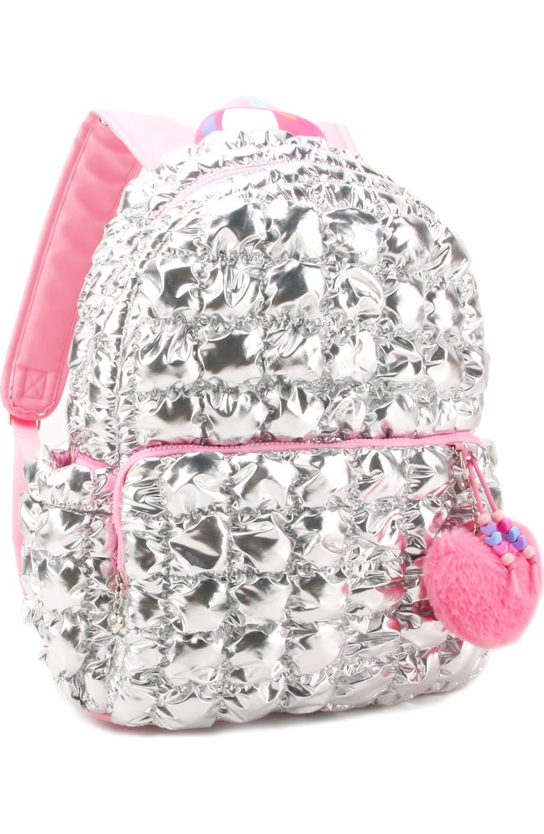 OMG Accessories Kids' Metallic Heart Scrunch Backpack, Alternate, color,