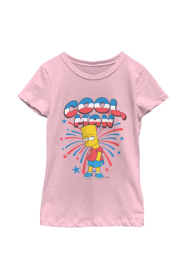 Girl's The Simpsons Festive Cool Man Bart  Graphic T-Shirt, Main, color, Light Pink