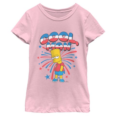 Girl's The Simpsons Festive Cool Man Bart  Graphic T-Shirt
