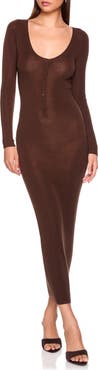 Susana Monaco Merino Wool Henley Long Sleeved Dress