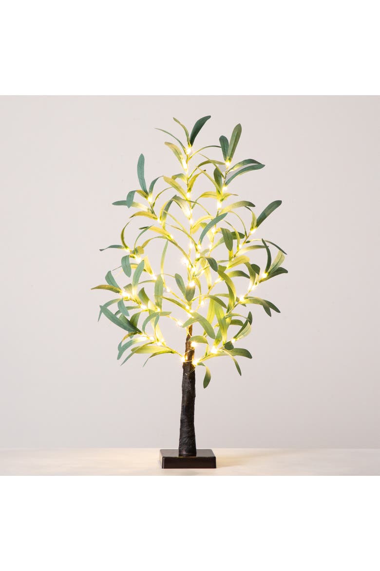 2-ft Lighted Artificial Olive Tree with 60 Warm White LED Lights, Alternate, color, Green