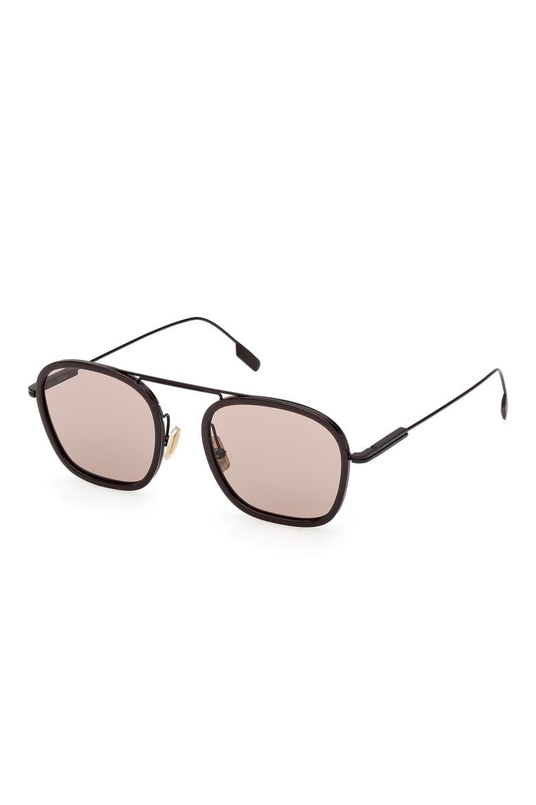 51mm Navigator Sunglasses, Alternate, color, MATTE DARK BROWN AND STRIPED DARK BROWN / BROWN LENSES