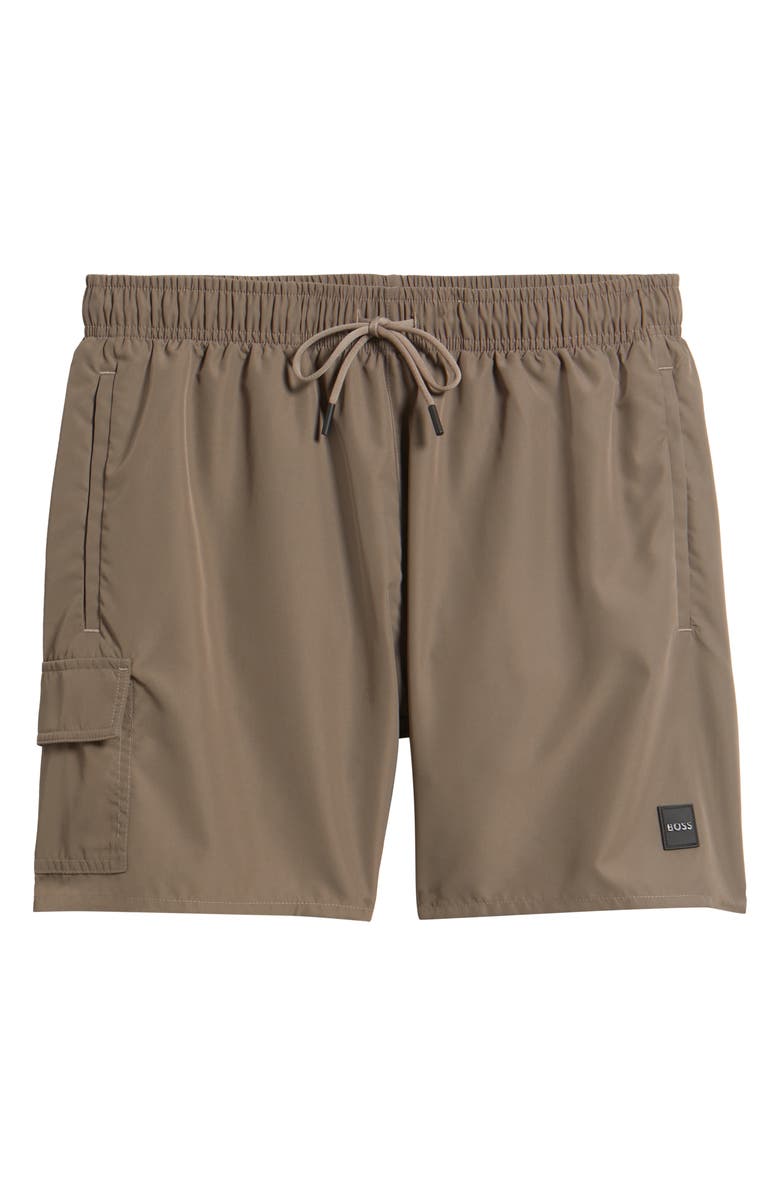 BOSS Dive Swim Trunks, Alternate, color, Medium Brown