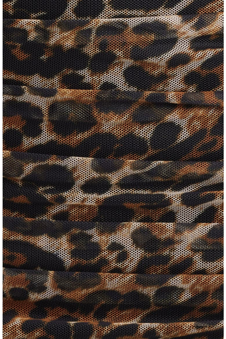 Leopard Print Long Sleeve Minidress, Alternate, color, BLACK/ BROWN